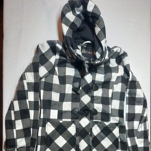Big Chill Black and White Buffalo Plaid Peacoat Style Jacket